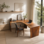 Live Edge L-Shaped Wood Desk – Solid Wood Corner Office Desk for Home Office Decor