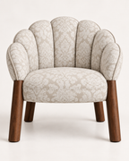 Petal Back Upholstered Accent Chair with Walnut Legs