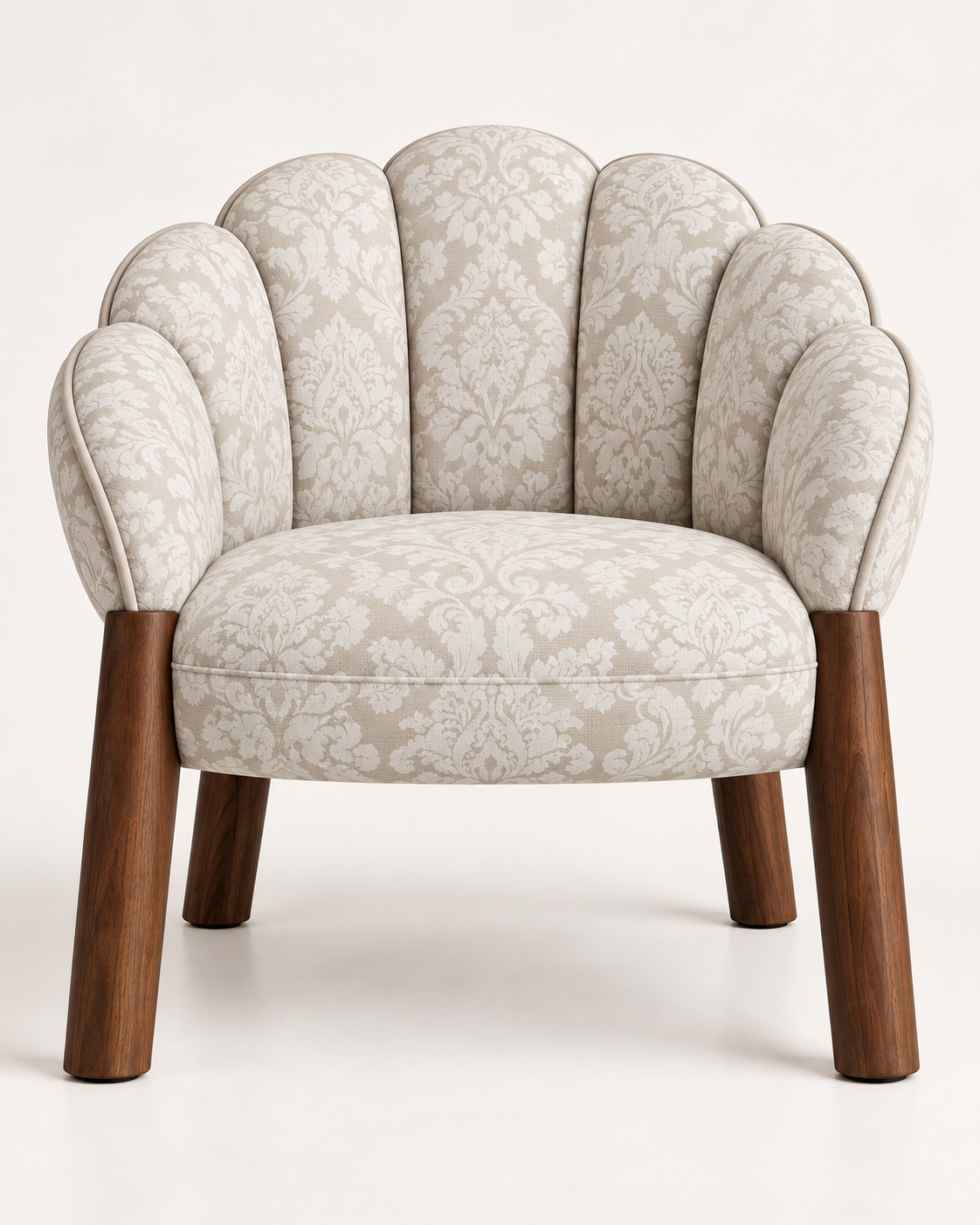 Petal Back Upholstered Accent Chair with Walnut Legs