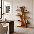 Tree Trunk Wood Bookshelf – Solid Wood Display Shelf for Living Room Decor