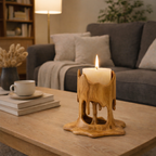 Handcrafted Wooden Drip Candle Holder – Natural Design