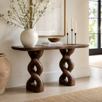 Double Helix Sculptural Wood Console Table
