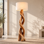 Twisted Spiral Wood Floor Lamp