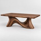 Sculptural Wave Base Wood Dining Table