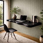 Live Edge Floating Desk – Solid Wood Wall-Mounted Desk for Home Office Decor