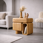 Side Table with Storage – Solid Wood Table for Bedside or Sofa
