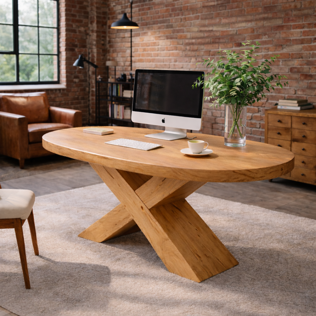 X-Base Dining Table – Solid Wood Table for Kitchen and Dining Room