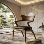 Sculptural Dining Chair – Solid Wood Accent Chair with Cushioned Seat