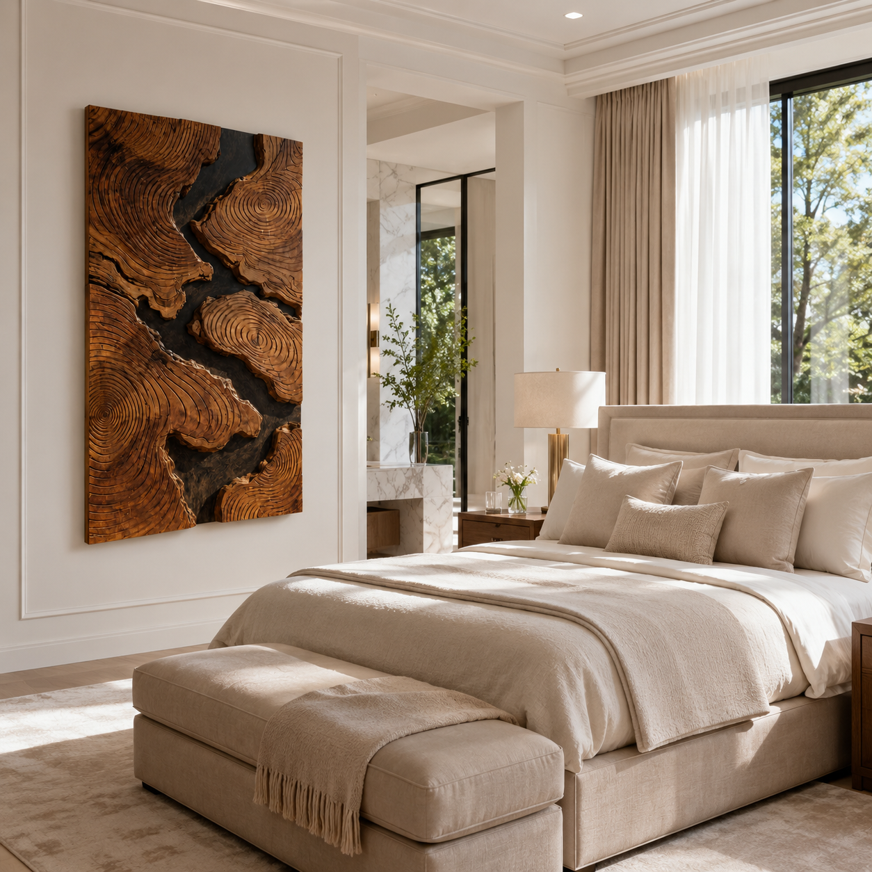 Tree Ring Wood Wall Art – Solid Wood Carved Wall Decor for Living Room Decor