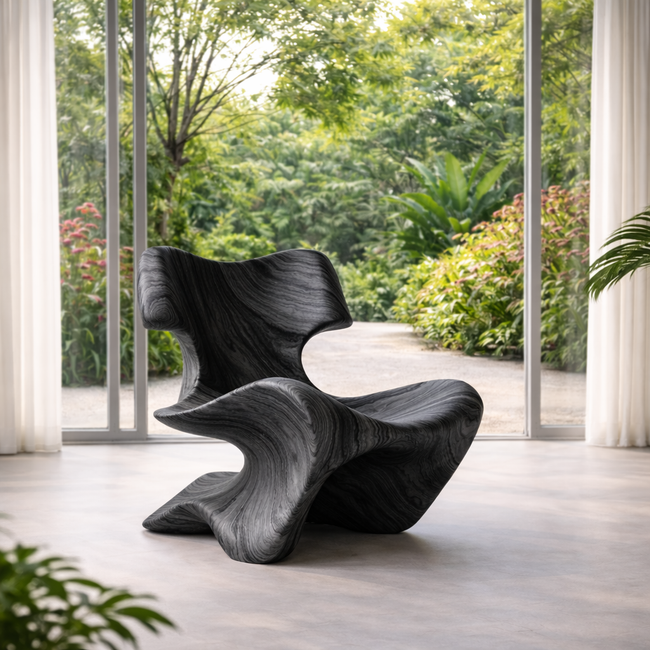 Organic Statement Chair – Sculptural Solid Wood Chair for Modern Living Room Main Image