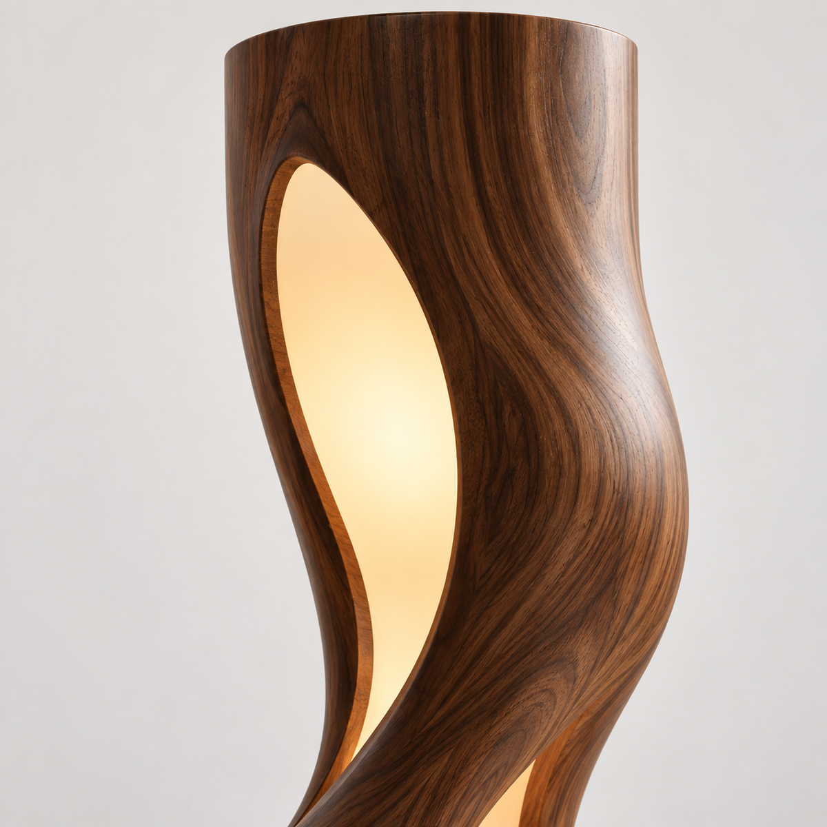 Sculptural Wave Wood Floor Lamp