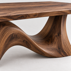 Sculptural Wave Base Wood Dining Table