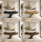 Sculptural Console Table – Solid Wood Entryway Table with Curved Base