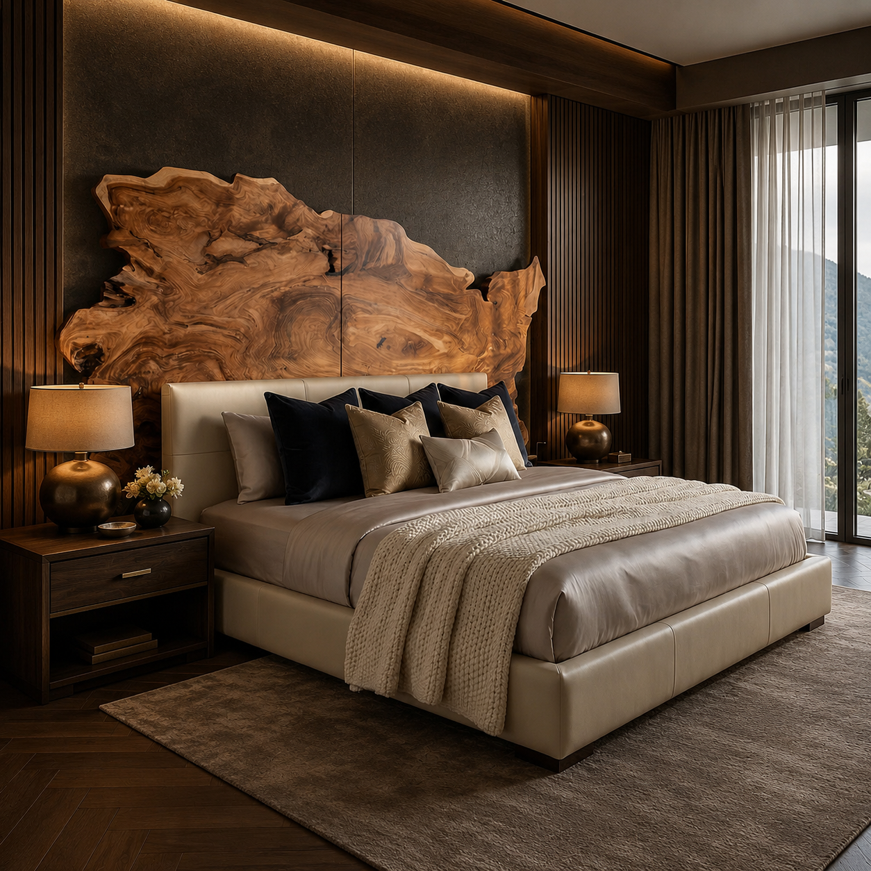 Live Edge Headboard – Solid Wood Statement Headboard for Bedroom