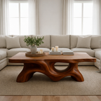 Sculptural Wave Solid Wood Coffee Table – Handcrafted Organic Curved Design