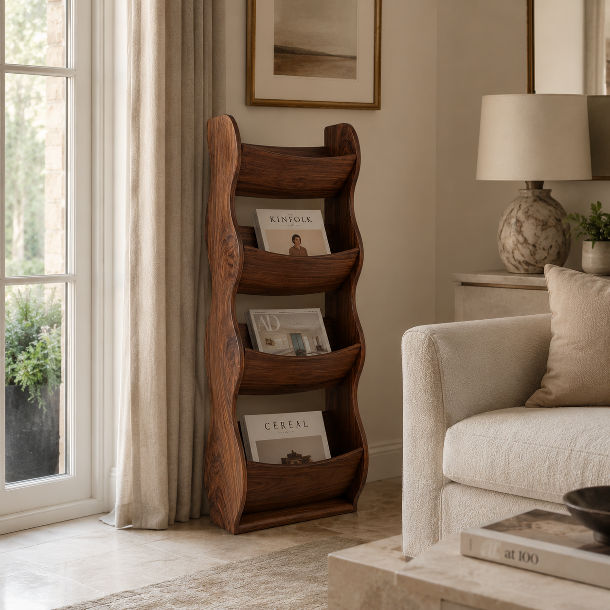 Wooden Blanket Ladder – Solid Wood Quilt Rack for Cozy Living Room Decor