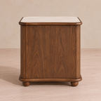Patterned Two-Drawer Wood Nightstand with Stone Top