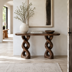 Double Helix Sculptural Wood Console Table
