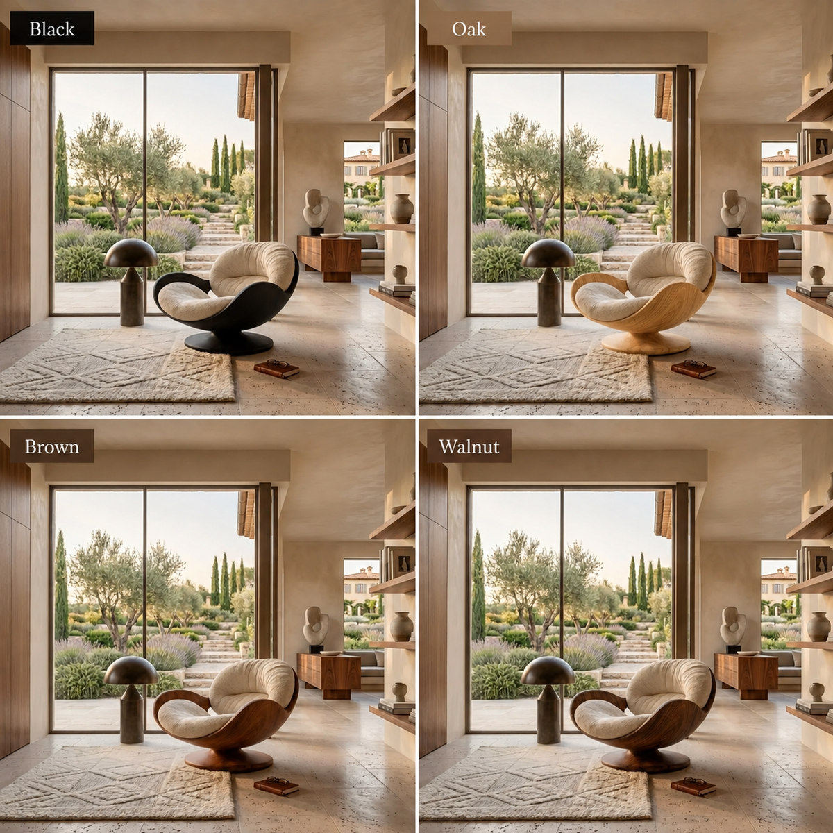 Sculptural Lounge Chair – Solid Wood Accent Chair for Living Room