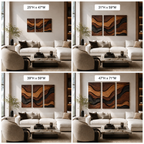 Wave Wood Wall Art – Solid Wood 3 Panel Carved Wall Decor for Living Room Decor