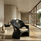 Sculptural Lounge Chair – Solid Wood Accent Chair with Cushioned Seat