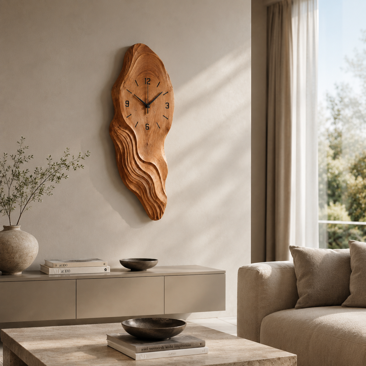 Live Edge Wood Wall Clock – Solid Wood Decorative Clock for Living Room Decor