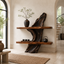 Sculptural Wood Display Shelf – Solid Wood Wall Console with Natural Driftwood Base