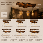 Live Edge Pendant Light – Solid Wood Ceiling Lamp with Hanging Bulbs
