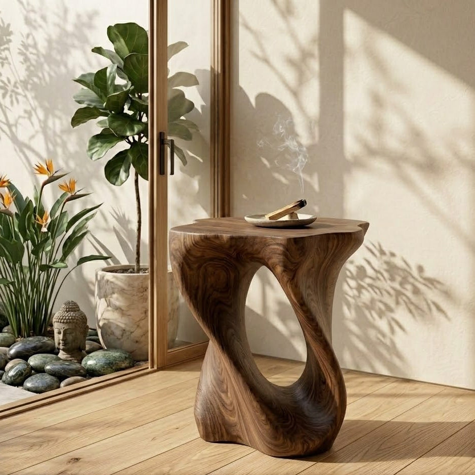 Twisted Live-Edge Table – Sculptural Solid Wood Art for Modern Home