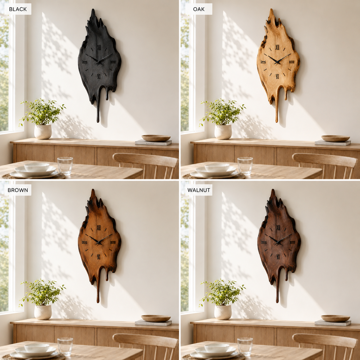 Live Edge Wood Wall Clock – Solid Wood Rustic Decorative Clock for Living Room Decor