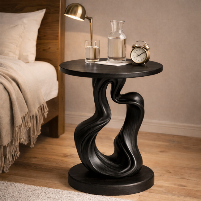 Twisted Side Table – Sculptural Solid Wood Table for Modern Living Room Main Image