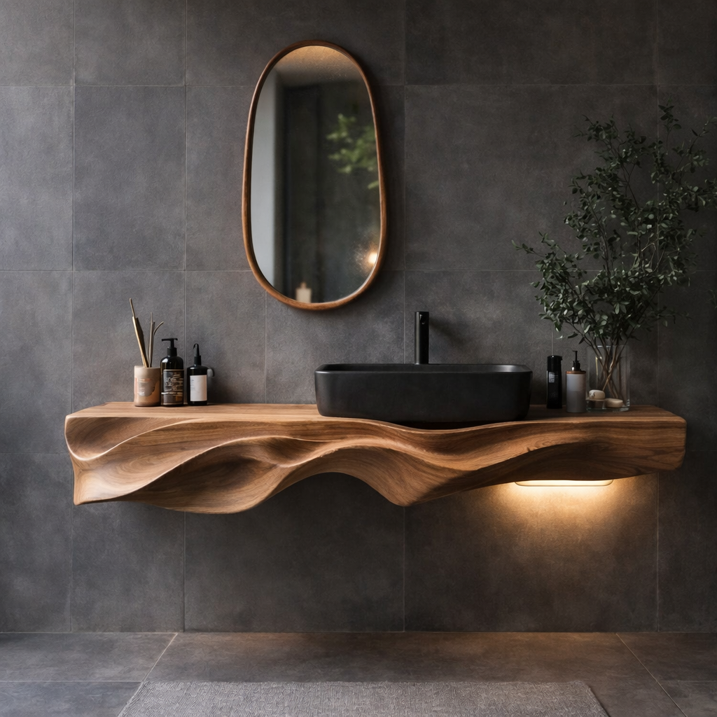 Floating Bathroom Vanity – Solid Wood Double Sink Vanity for Modern Bathroom Decor