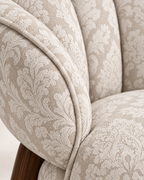 Petal Back Upholstered Accent Chair with Walnut Legs