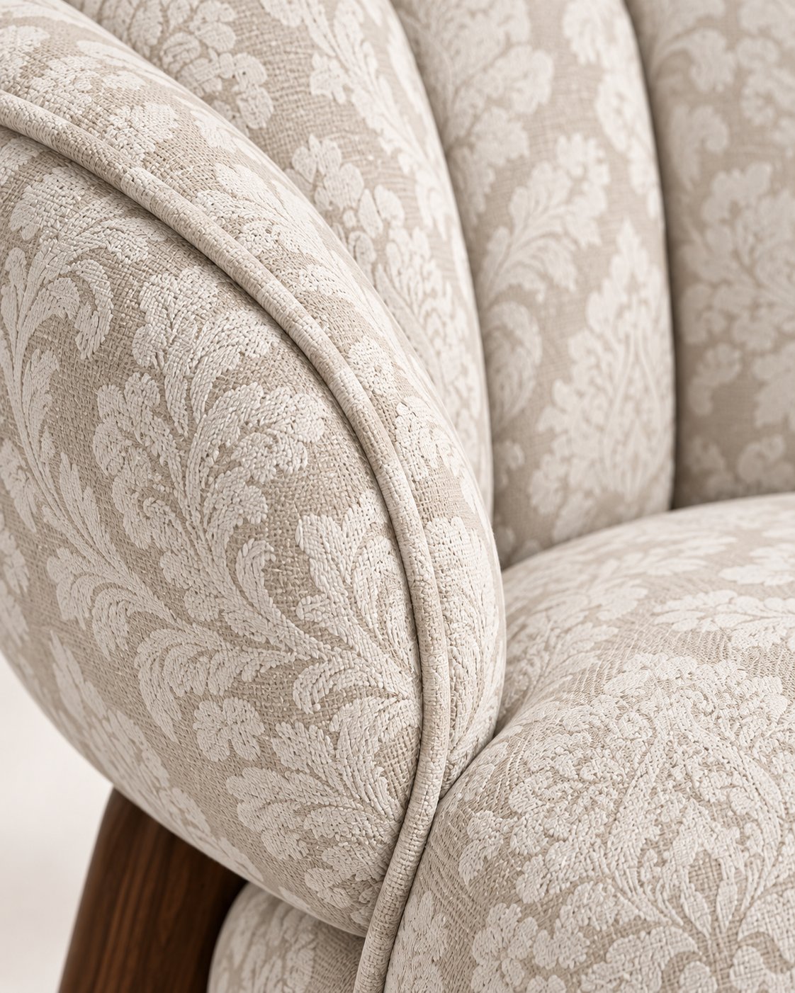 Petal Back Upholstered Accent Chair with Walnut Legs