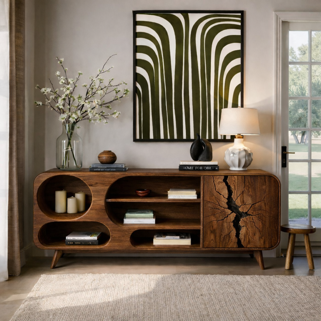 Solid Wood TV Stand – Modern Natural Media Console