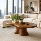 Organic Pedestal Solid Wood Coffee Table – Sculptural Center Table