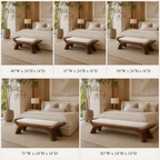 Sculptural Wood Bedroom Bench – Solid Wood End of Bed Bench with Cushion for Bedroom Decor