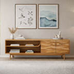 Solid Wood TV Stand – Modern Natural Media Console