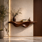 Curved Floating Shelf – Sculptural Solid Wood Wall Shelf for Living Room