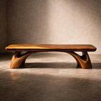 Handcrafted Solid Wood Sculptural Bench – Organic Modern Design
