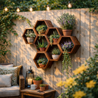 Hexagonal Wooden Wall Planter – Modular Outdoor Garden Design