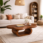 Oval Coffee Table – Sculptural Solid Wood Table for Living Room