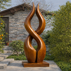 Wooden Outdoor Sculpture – Modern Natural Art Decor