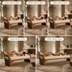 Sculptural Sofa Bench – Solid Wood Bench with Cushioned Seat