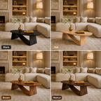 Triangle Coffee Table – Sculptural Solid Wood Table for Living Room
