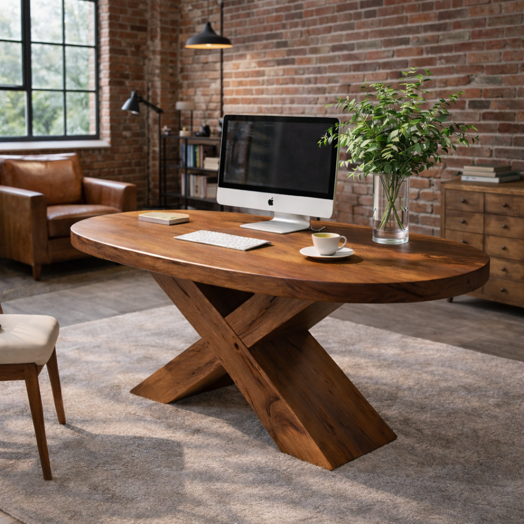 X-Base Dining Table – Solid Wood Table for Kitchen and Dining Room