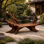 Tree Root Outdoor Bench – Solid Wood Rustic Bench for Patio and Garden Decor