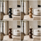 Twisted Wood Candle Holder – Solid Wood Sculptural Candle Stand for Living Room Decor
