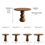Round Wood Dining Table – Solid Wood Pedestal Table with Sculptural Ball Base for Dining Room Decor