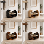 Curved Wood Shoe Rack – Solid Wood Entryway Shoe Storage Shelf for Home Decor